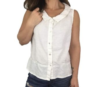 Aegean | Collared Button Up Linen Tank Top
